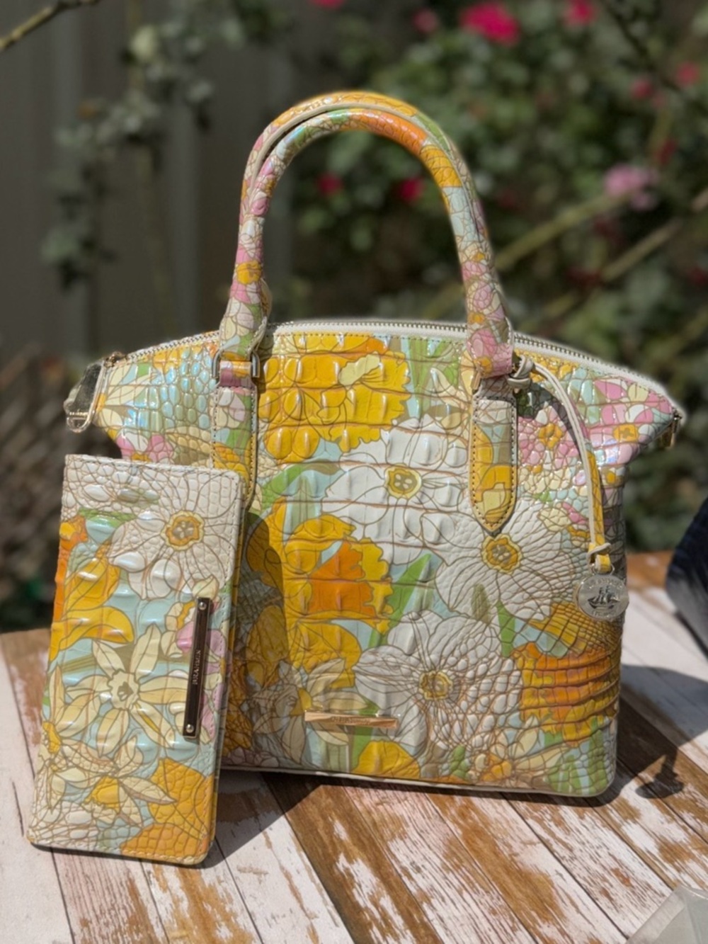 FIRM $ SET BRAHMIN DAFFODIL MEDIUM DUXBURY & WALLET NWT LIMITED EDITION - Picture 4 of 15
